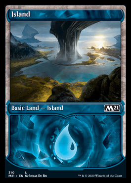 Magic the Gathering x4 Foil Core 2021Basic Island 310 – Emerald 